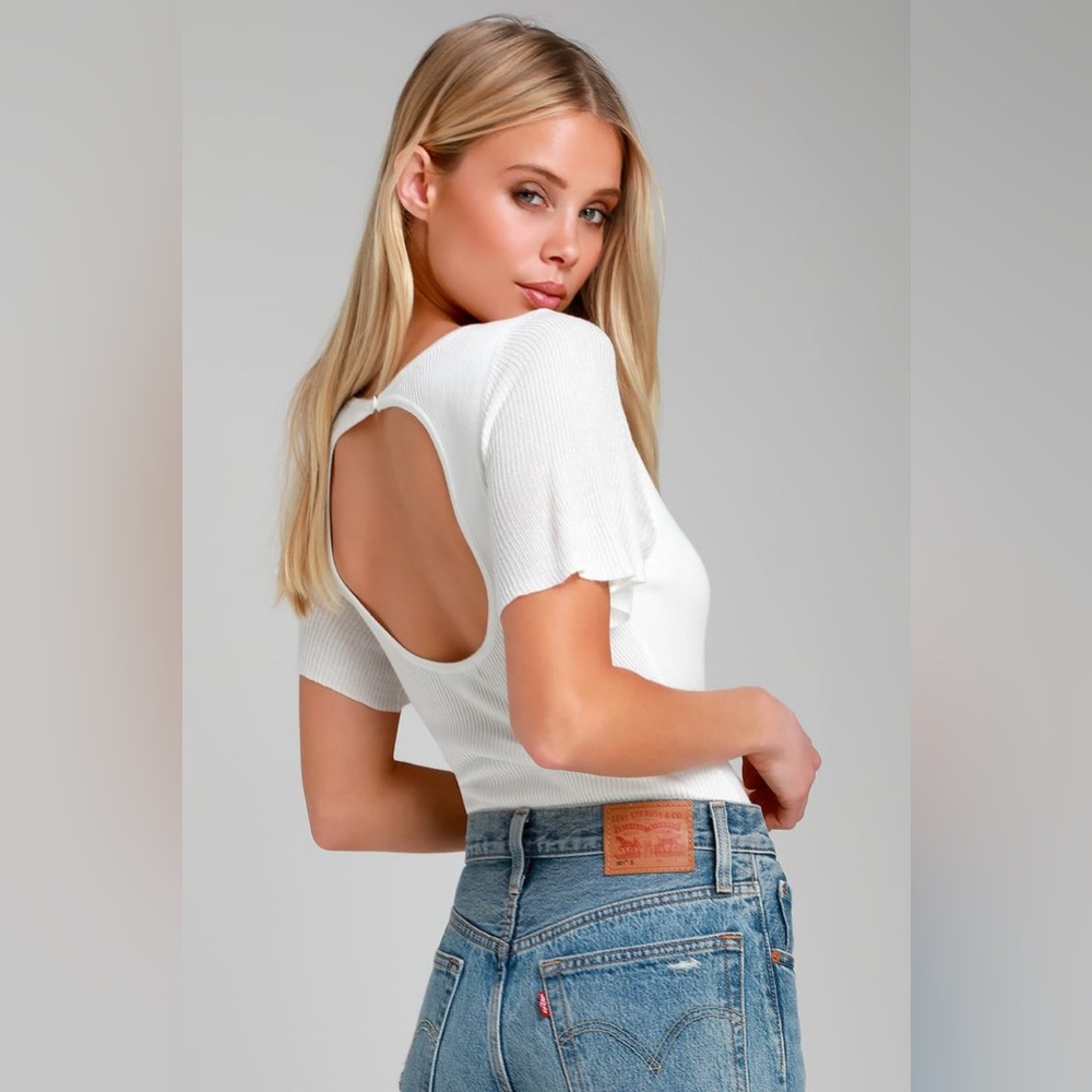 Amuse Society | Cha Cha White Ribbed Bodysuit
